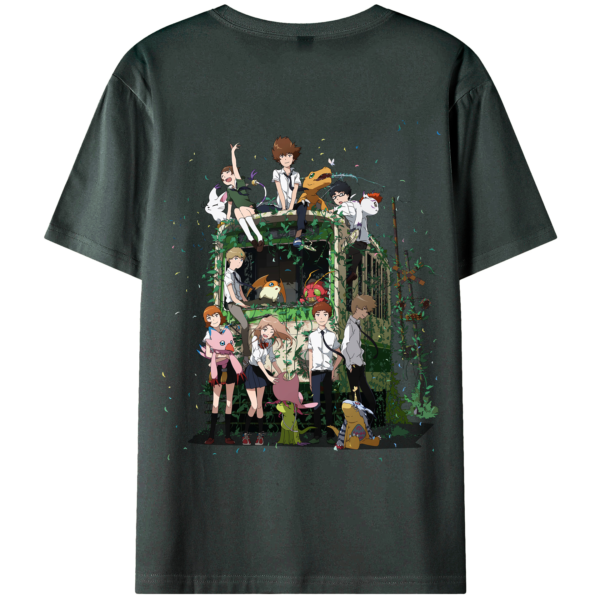 （画像用） Digimon デジタルモンスター/デジモン 綿100％ メンズ半袖Tシャツ（バックプリント） 通気性